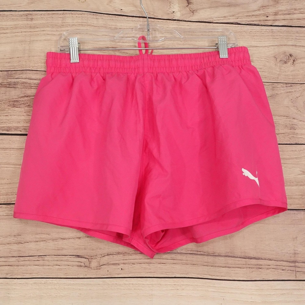 Puma Shorts Mens L Pink Athletic Running Lined Drawstring Gym Training